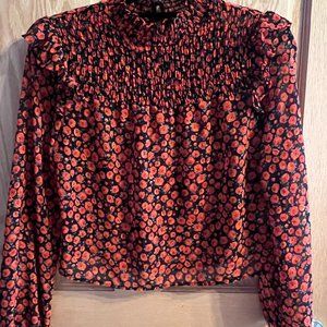 BERSHKA Sheet Flowered Blouse